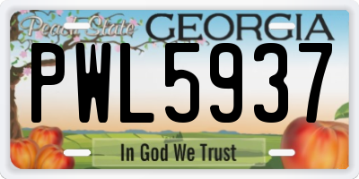 GA license plate PWL5937