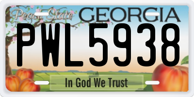 GA license plate PWL5938