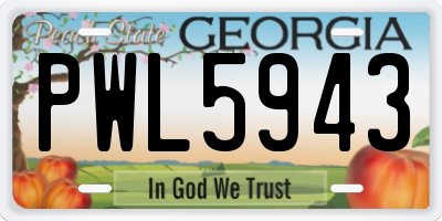 GA license plate PWL5943