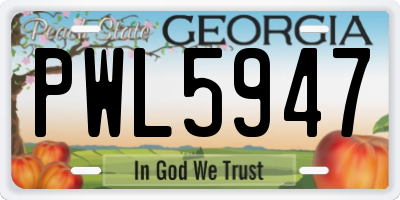 GA license plate PWL5947