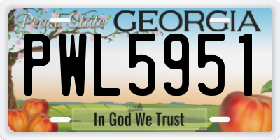 GA license plate PWL5951