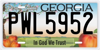 GA license plate PWL5952