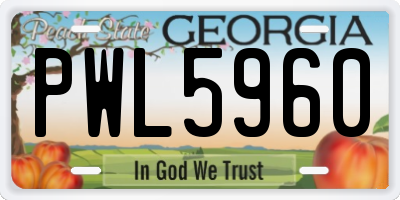 GA license plate PWL5960