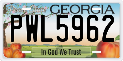 GA license plate PWL5962
