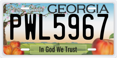 GA license plate PWL5967