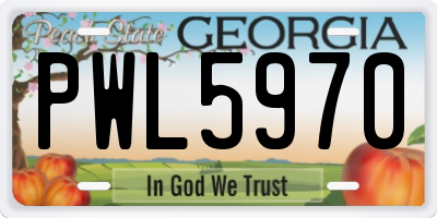 GA license plate PWL5970