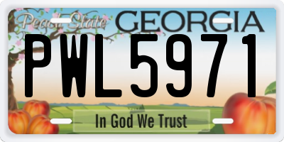 GA license plate PWL5971
