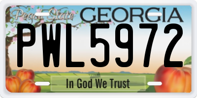 GA license plate PWL5972
