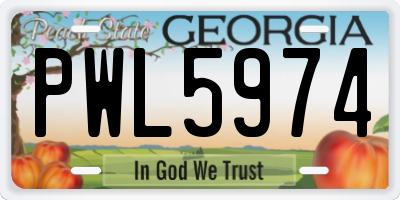 GA license plate PWL5974