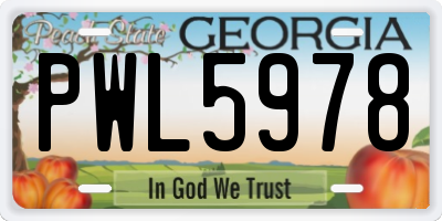 GA license plate PWL5978