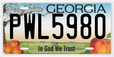 GA license plate PWL5980
