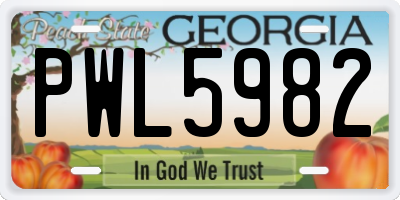 GA license plate PWL5982