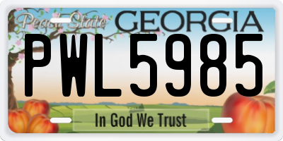 GA license plate PWL5985