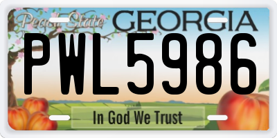 GA license plate PWL5986