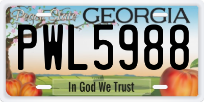 GA license plate PWL5988