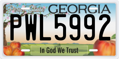 GA license plate PWL5992