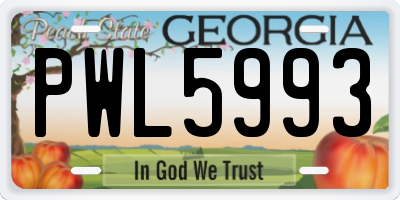 GA license plate PWL5993