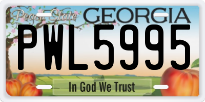 GA license plate PWL5995