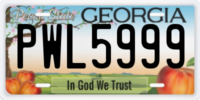 GA license plate PWL5999