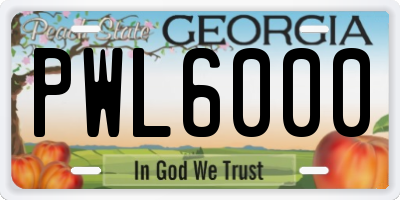 GA license plate PWL6000