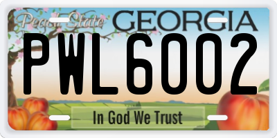 GA license plate PWL6002