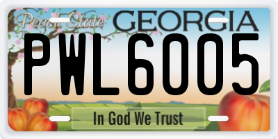 GA license plate PWL6005