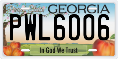 GA license plate PWL6006