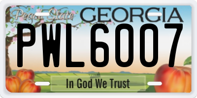 GA license plate PWL6007