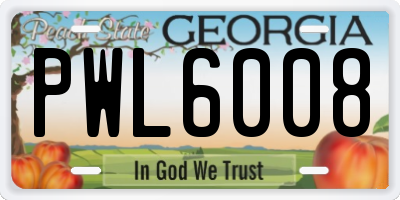 GA license plate PWL6008