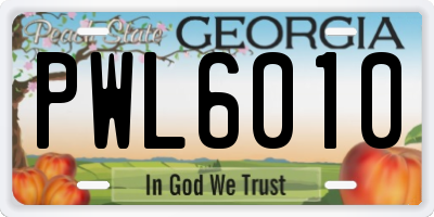 GA license plate PWL6010