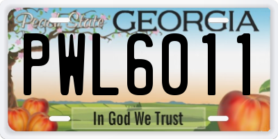 GA license plate PWL6011