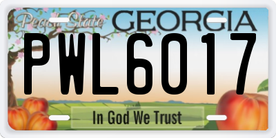 GA license plate PWL6017