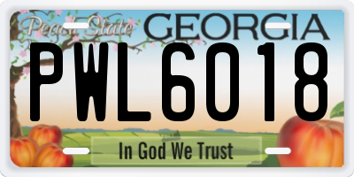 GA license plate PWL6018
