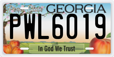 GA license plate PWL6019