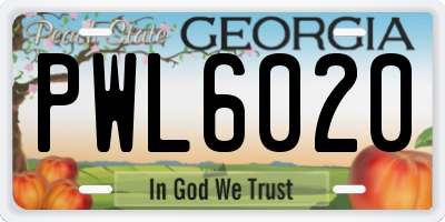 GA license plate PWL6020