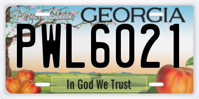 GA license plate PWL6021