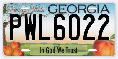 GA license plate PWL6022