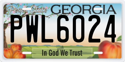 GA license plate PWL6024