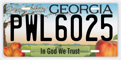 GA license plate PWL6025