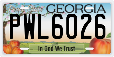 GA license plate PWL6026