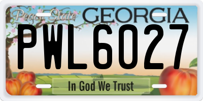 GA license plate PWL6027