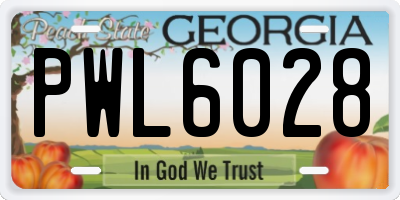 GA license plate PWL6028