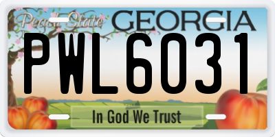 GA license plate PWL6031