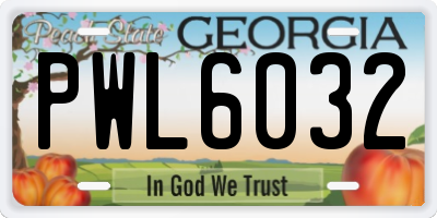 GA license plate PWL6032