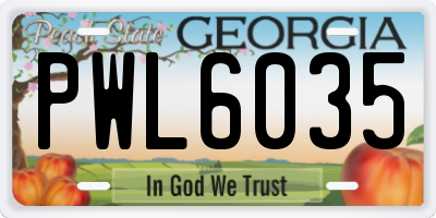 GA license plate PWL6035