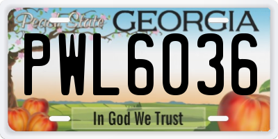 GA license plate PWL6036