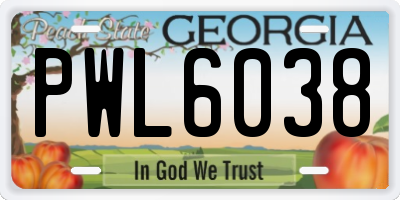 GA license plate PWL6038
