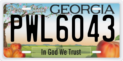GA license plate PWL6043