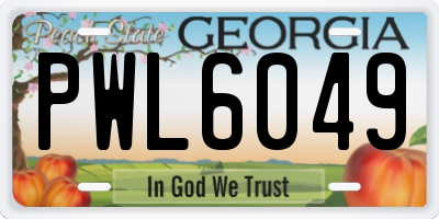 GA license plate PWL6049