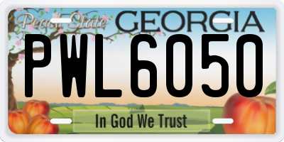 GA license plate PWL6050